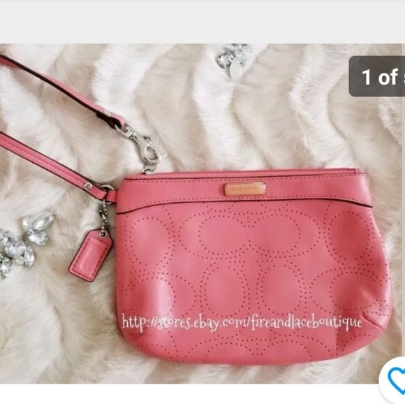 Coach Handbags - Coach salmon leather wristlet